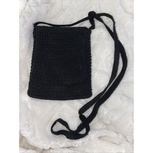 Y2K Xhilaration Black Crochet Knit Crossbody Purse